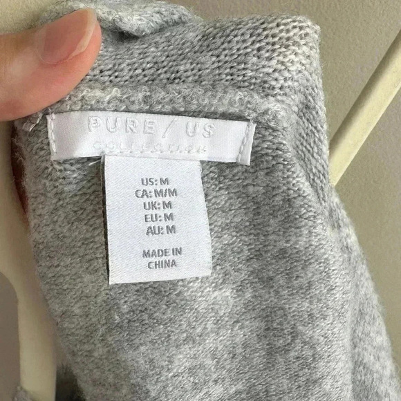 Pure / US Collection Grey Cross Front Sweater, Cozy Trendy Fall Knit, Medium - Picture 15 of 16